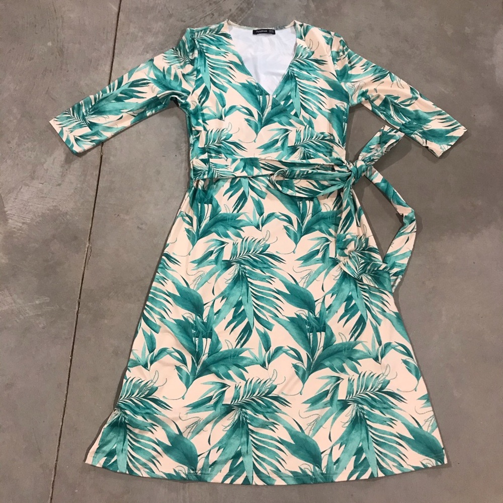 Faux Wrap Leaf Dress
